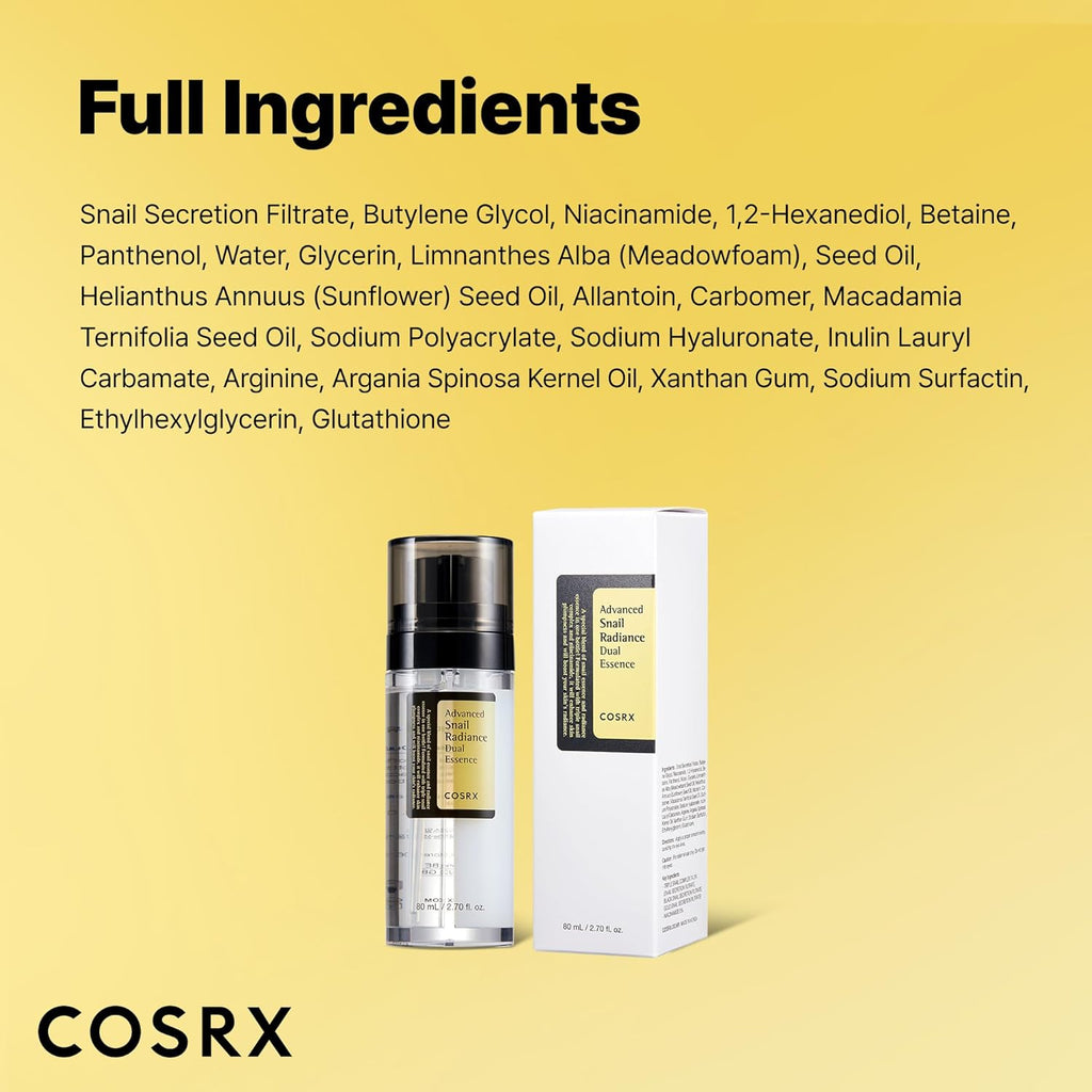 COSRX Advanced Snail Radiance Dual Essence 80ml | Brightening & Hydrating Snail Mucin Serum