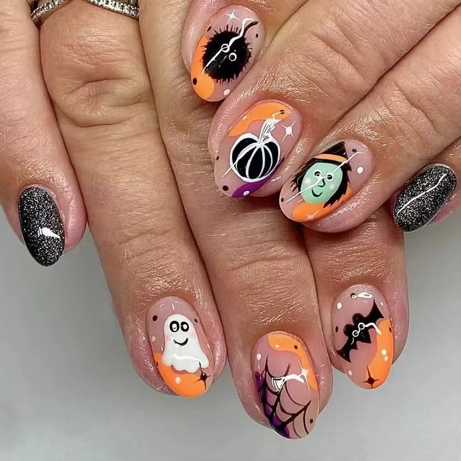 Black Halloween Press-on Nails-8