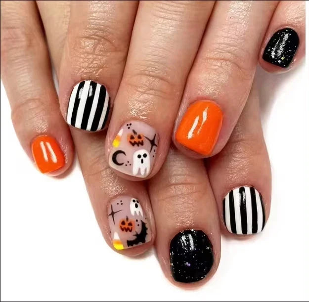 Black Halloween Press-on Nails-9