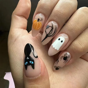 Black Halloween Press-on Nails-12
