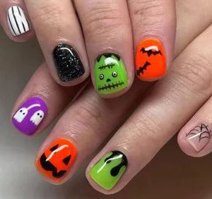 Black Halloween Press-on Nails-14