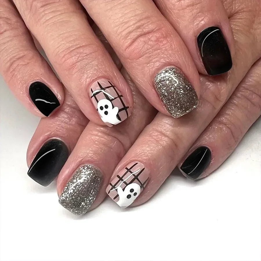 Black Halloween Press-on Nails-22