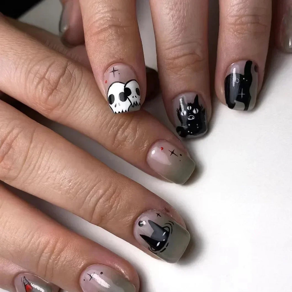 Black Halloween Press-on Nails-24