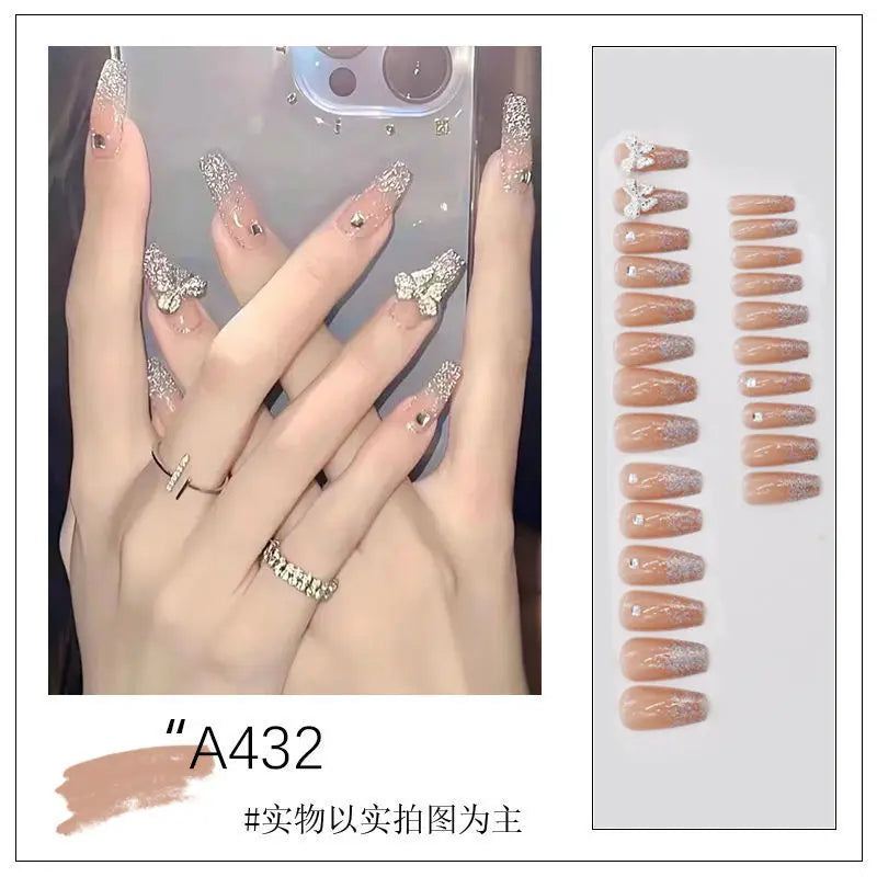 Medium Long Acrylic Fake Nails-13