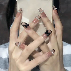 Medium Long Acrylic Fake Nails-18