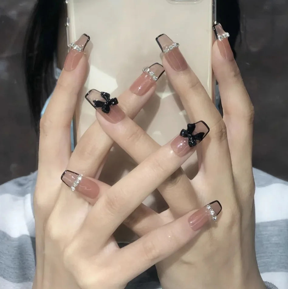 Medium Long Acrylic Fake Nails-18