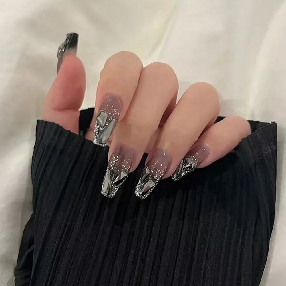 Medium Long Acrylic Fake Nails-25