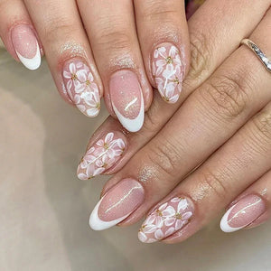 Pink Almond False Nails-6