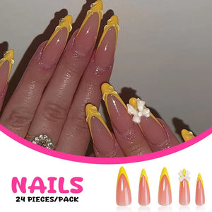Pink Almond False Nails-23