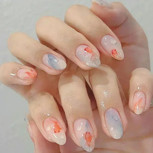 Pink Almond False Nails-46