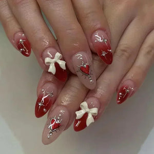 Pink Almond False Nails-62