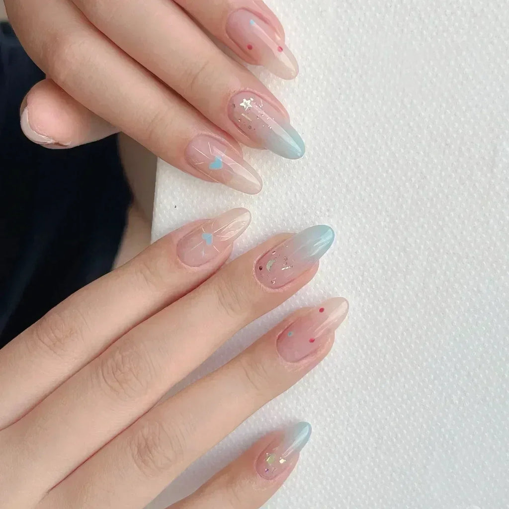 Pink Almond False Nails-52