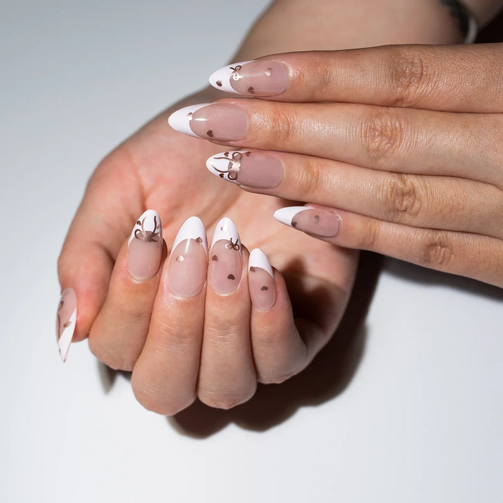 Pink Almond False Nails-60