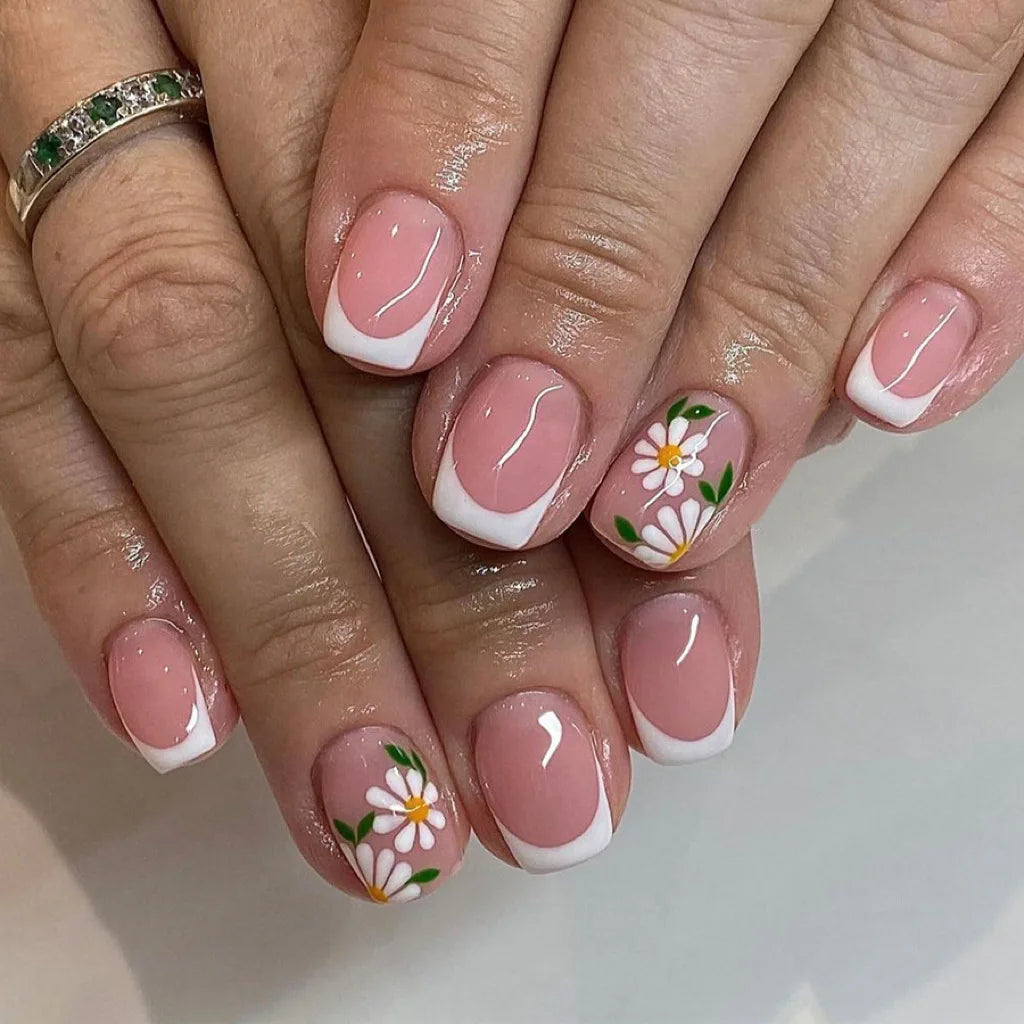 Floral Almond Press-On Nails Set-30