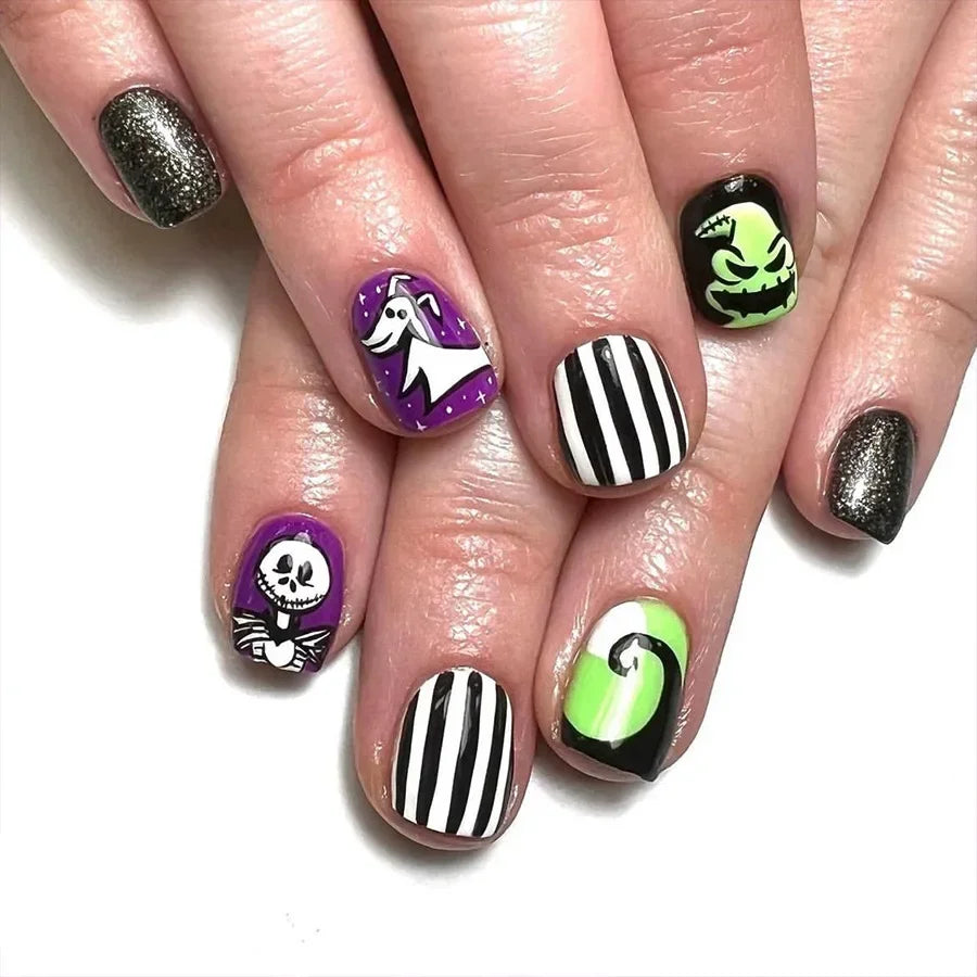 Black Halloween Press-on Nails-31