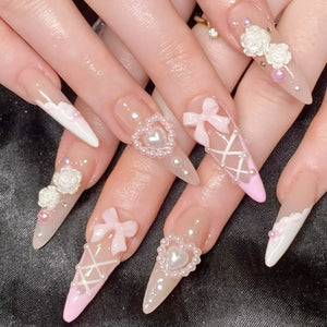 Stylish Almond Ballerina Press-On Nails-2