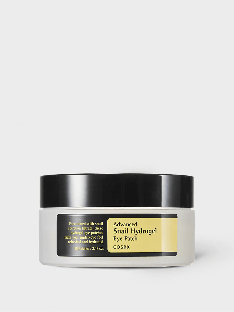 Cosrx Advanced Snail Hydrogel Eye Patch jar on a white background